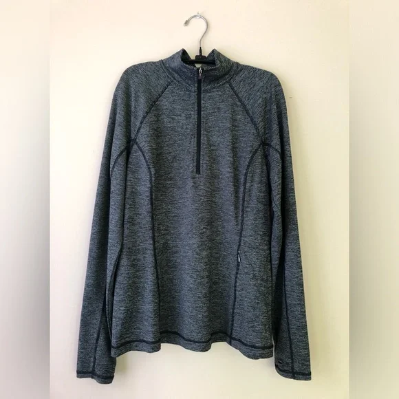 TEK GEAR DryTEK zippered athletic top w/thumb holes & hidden pocket in charcoal - Picture 10 of 10